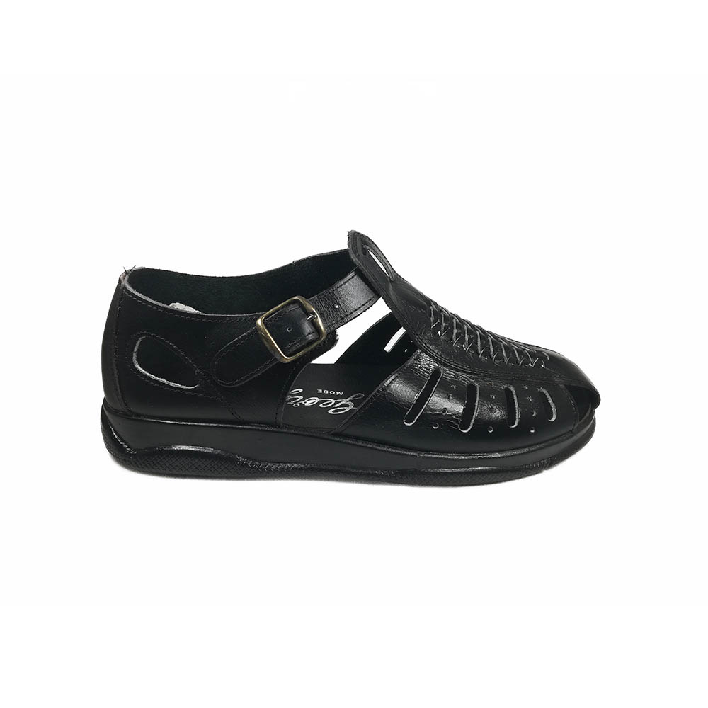 Mens Leather Sandals George NA61 Black