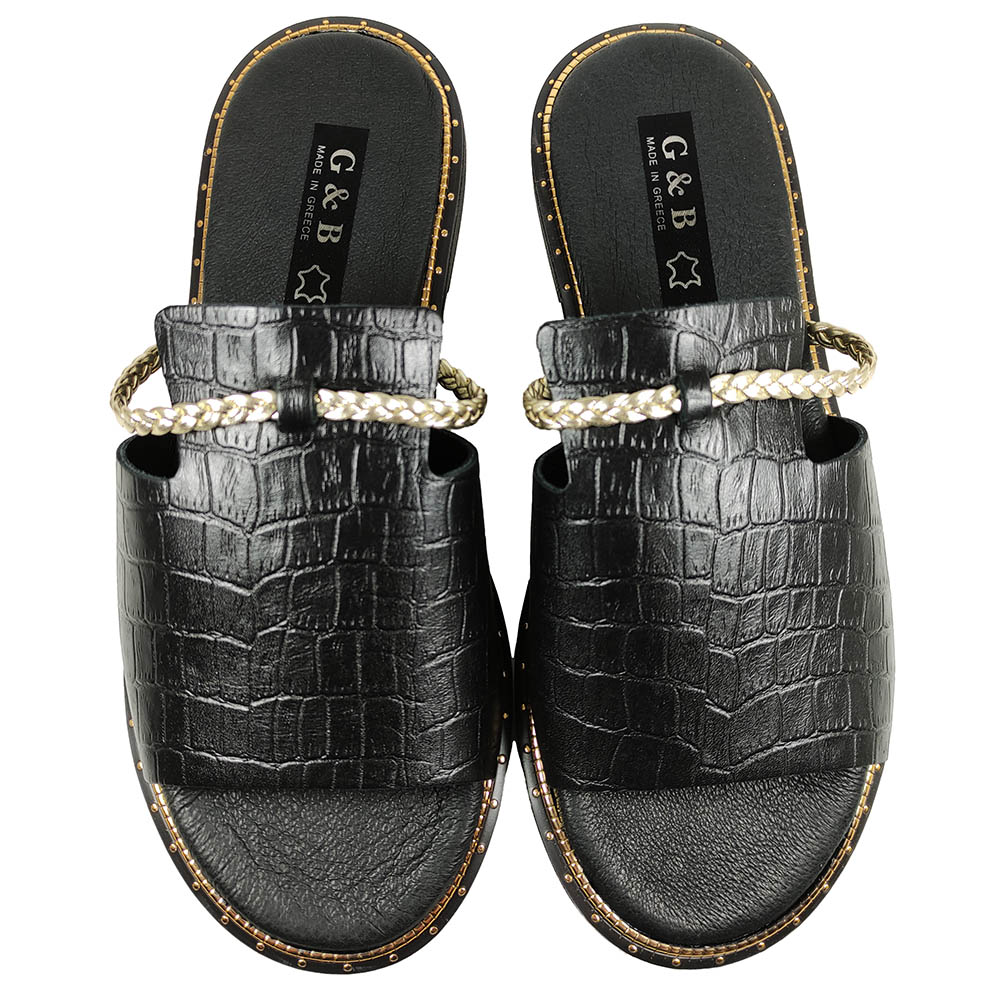 Modern Leather Anatomical Summer Slippers G&B 4 Black