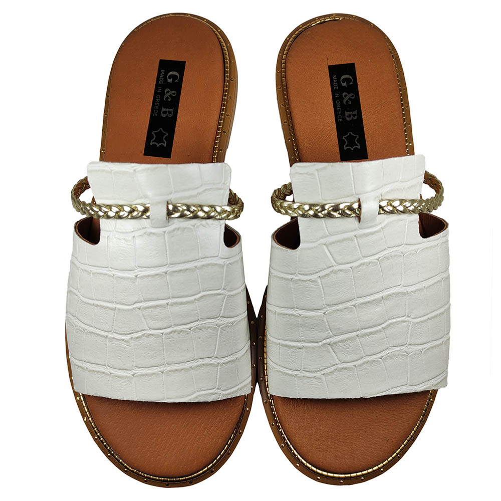 Modern Leather Anatomical Summer Slippers G&B 4 White