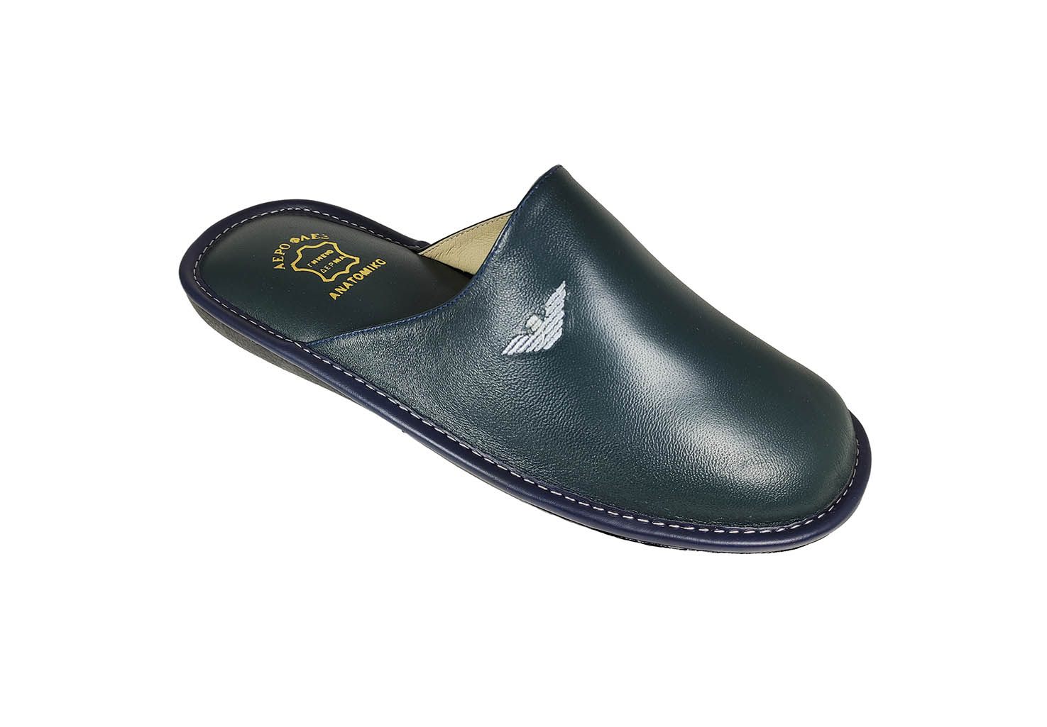 Mens Leather Slippers Aeroflex 1545 Blue