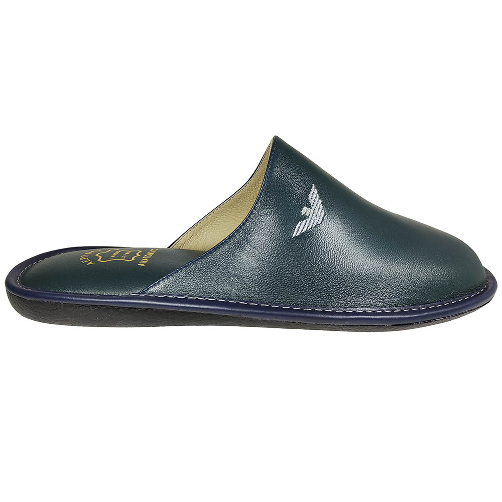 Mens Leather Slippers Aeroflex 1545 Blue