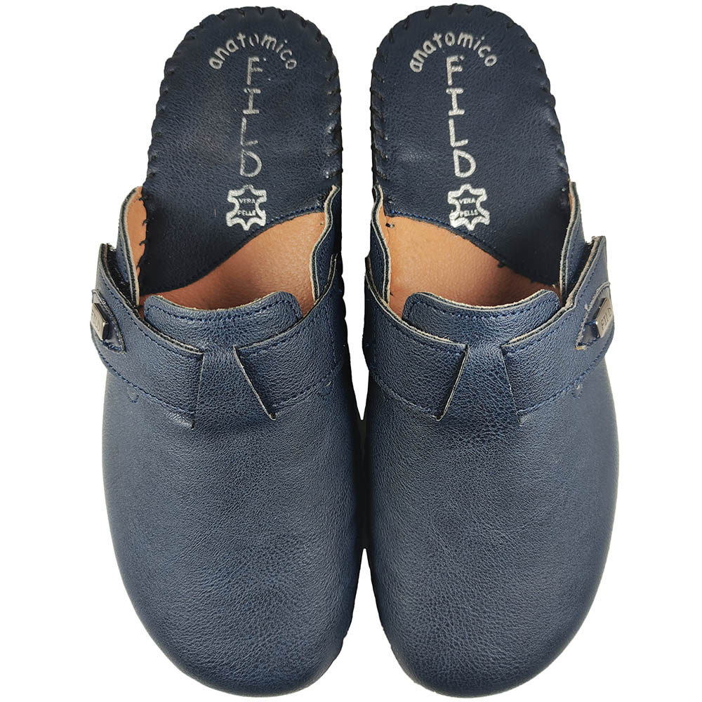 Womens Winter Leather Anatomical Slippers Fild Sparta S17 Dark Blue