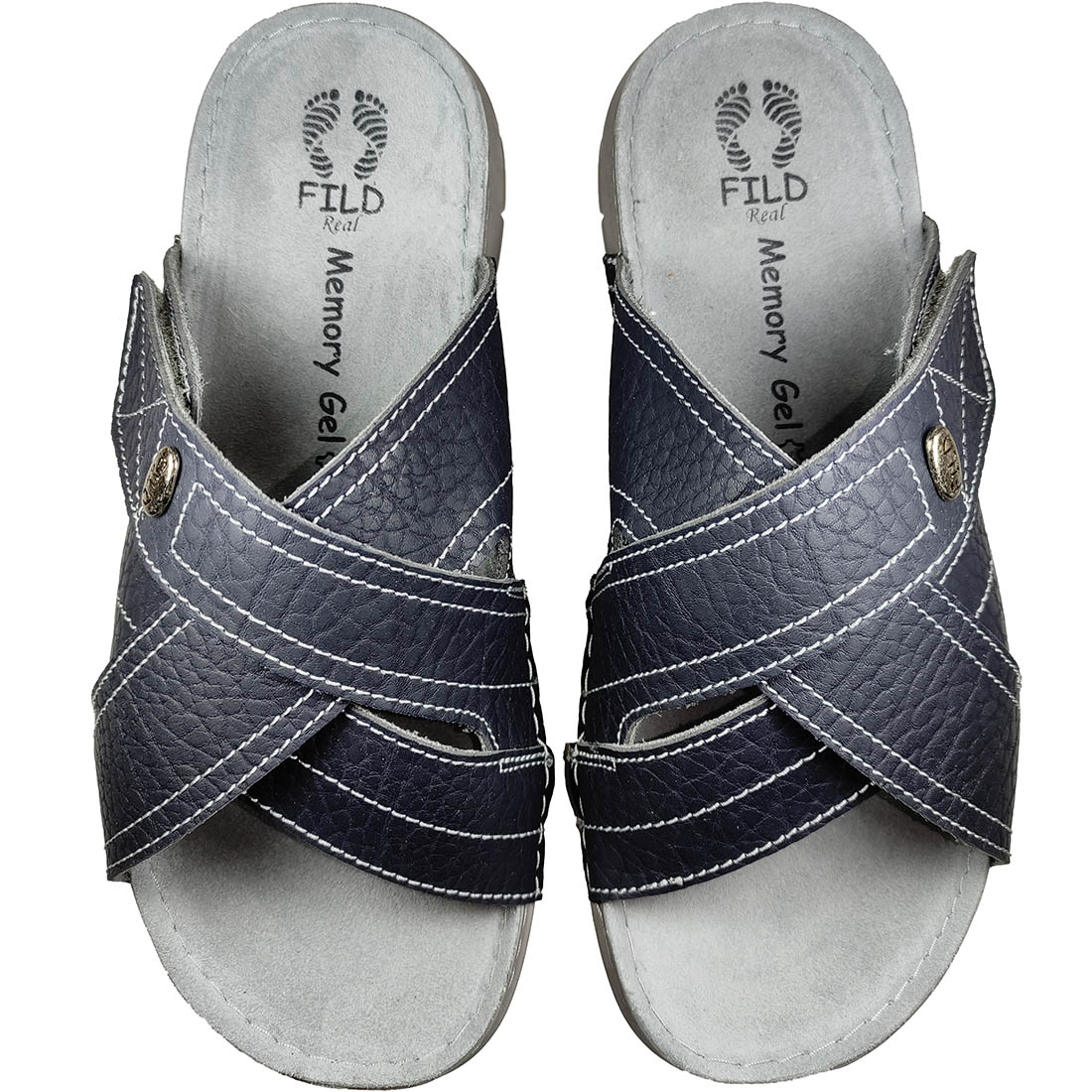 Fild Titan 2001 Leather Summer Slippers Dark Grey