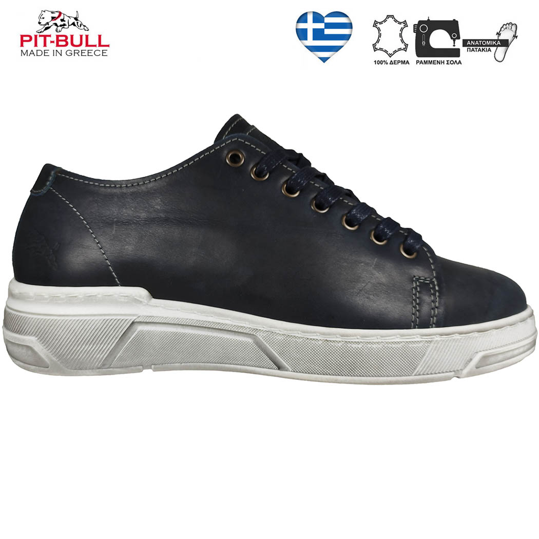 Δερμάτινα Ανδρικά Casual Παπούτσια Pit-Bull 7323-1 Μπλε