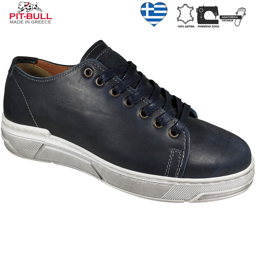 Δερμάτινα Ανδρικά Casual Παπούτσια Pit-Bull 7323-1 Μπλε