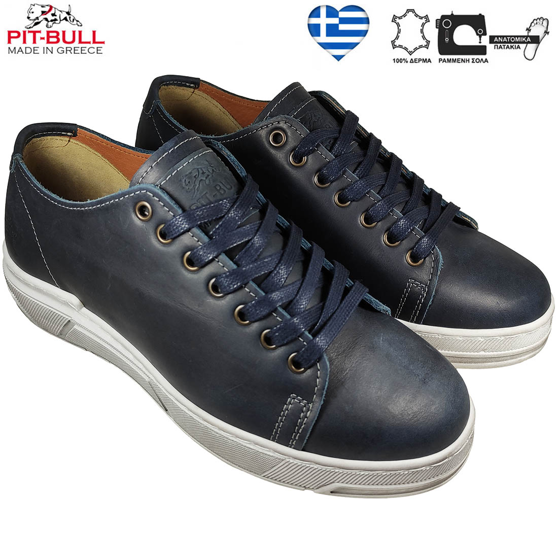 Δερμάτινα Ανδρικά Casual Παπούτσια Pit-Bull 7323-1 Μπλε