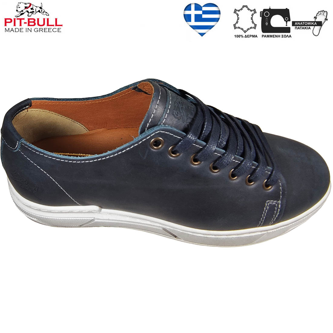 Leather Mens Casual Shoes Pit-Bull 7323-1 Blue