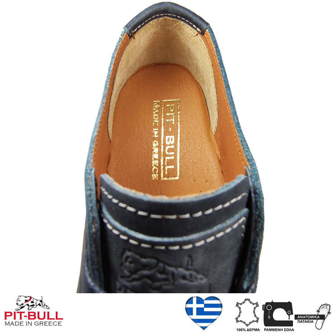 Δερμάτινα Ανδρικά Casual Παπούτσια Pit-Bull 7323-1 Μπλε