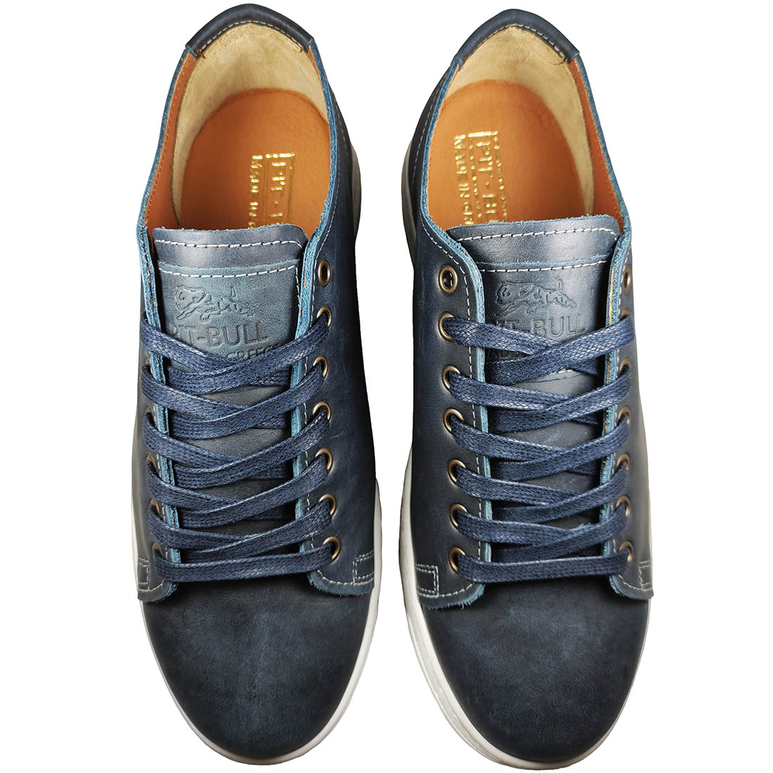 Leather Mens Casual Shoes Pit-Bull 7323-1 Blue