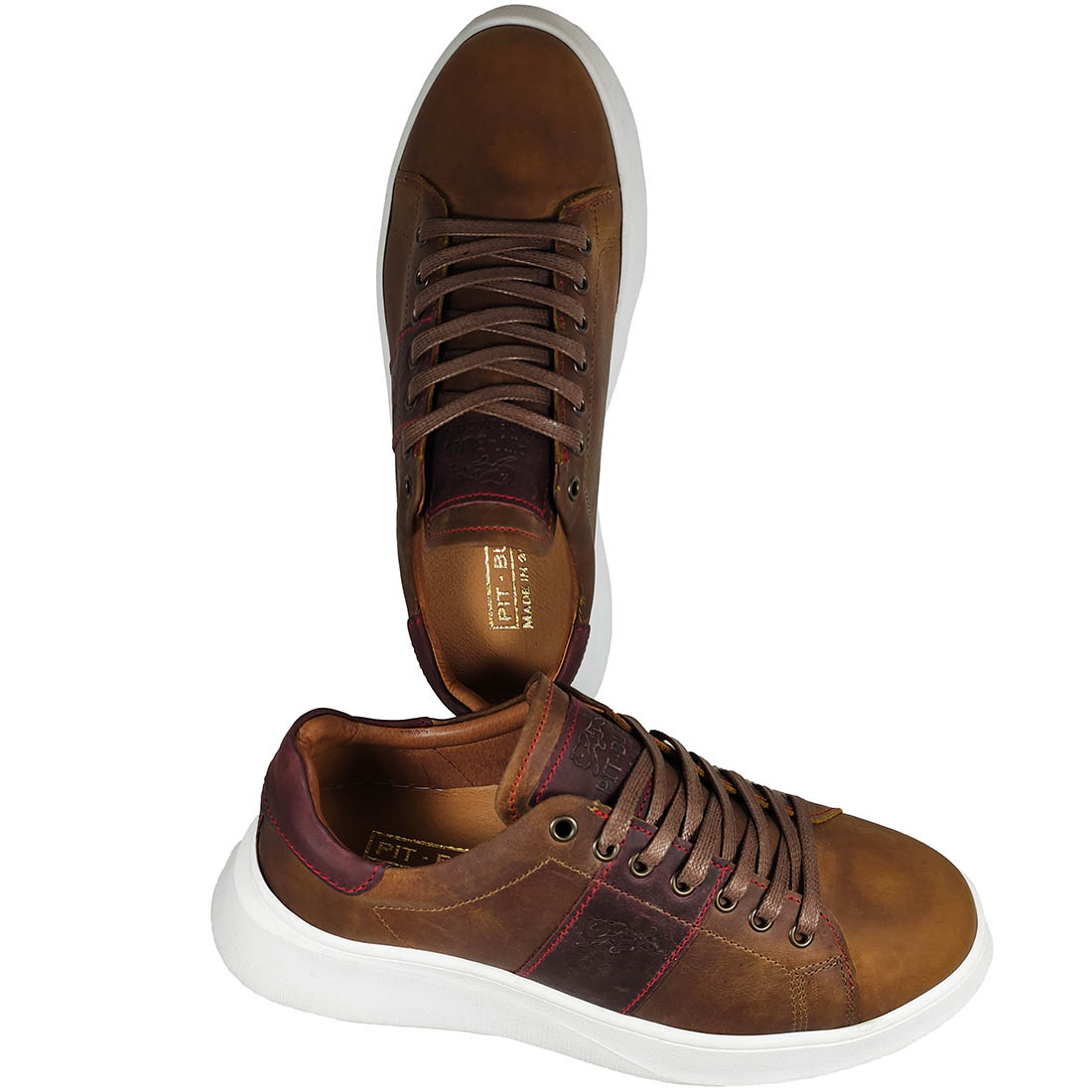 Leather Mens Casual Shoes Pit-Bull 41823-1 Brown