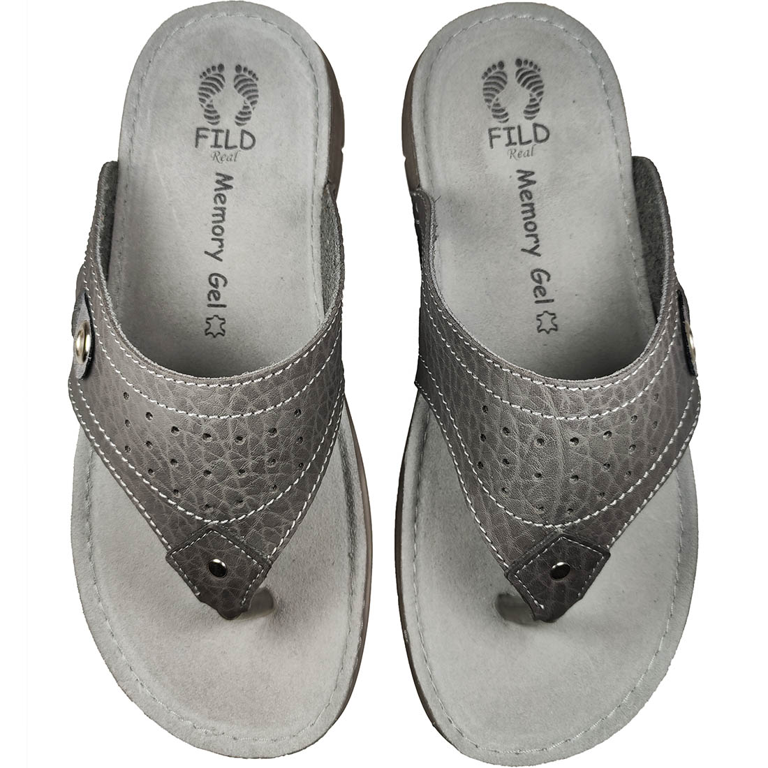 Mens Leather Slippers Fild Titan 2005 Grey