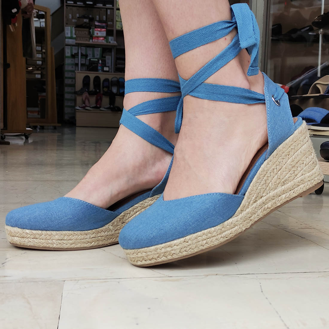 Καλοκαιρινές Γυναικείες Πλατφόρμες-Εσπαντρίγιες Alta Moda Q8285 Μπλε
