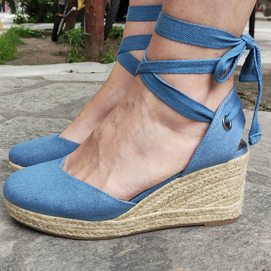 Καλοκαιρινές Γυναικείες Πλατφόρμες-Εσπαντρίγιες Alta Moda Q8285 Μπλε