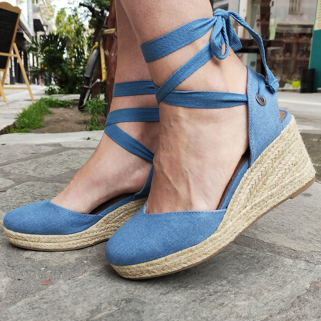 Καλοκαιρινές Γυναικείες Πλατφόρμες-Εσπαντρίγιες Alta Moda Q8285 Μπλε