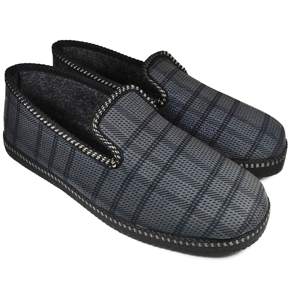 Closed Winter Mens Slippers Dicas 22/6060 Grey checkered