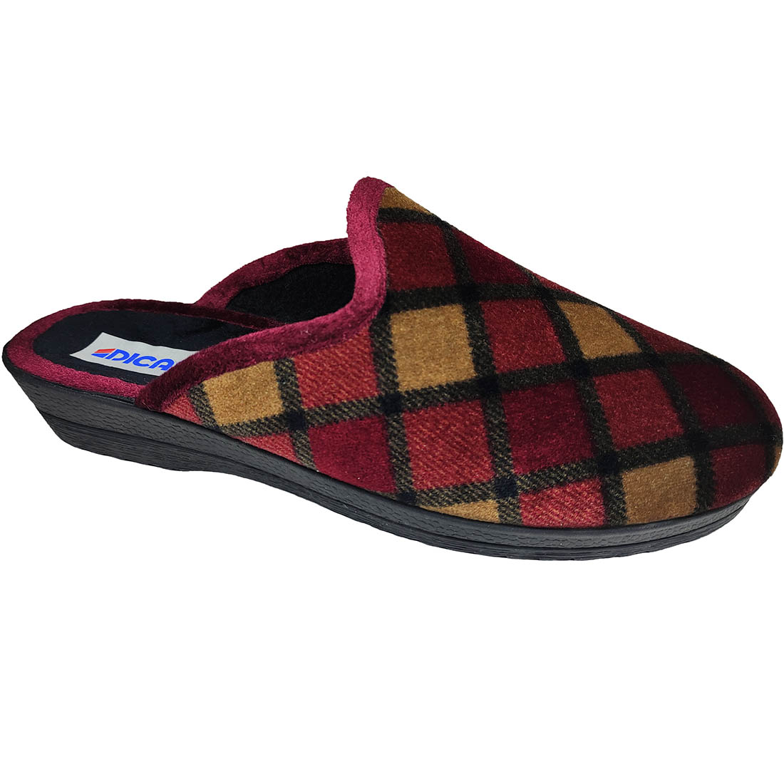 Womens Winter Slippers Dicas 4856 Bordeaux/Checkered