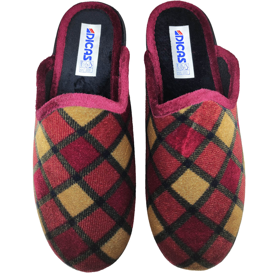 Womens Winter Slippers Dicas 4856 Bordeaux/Checkered