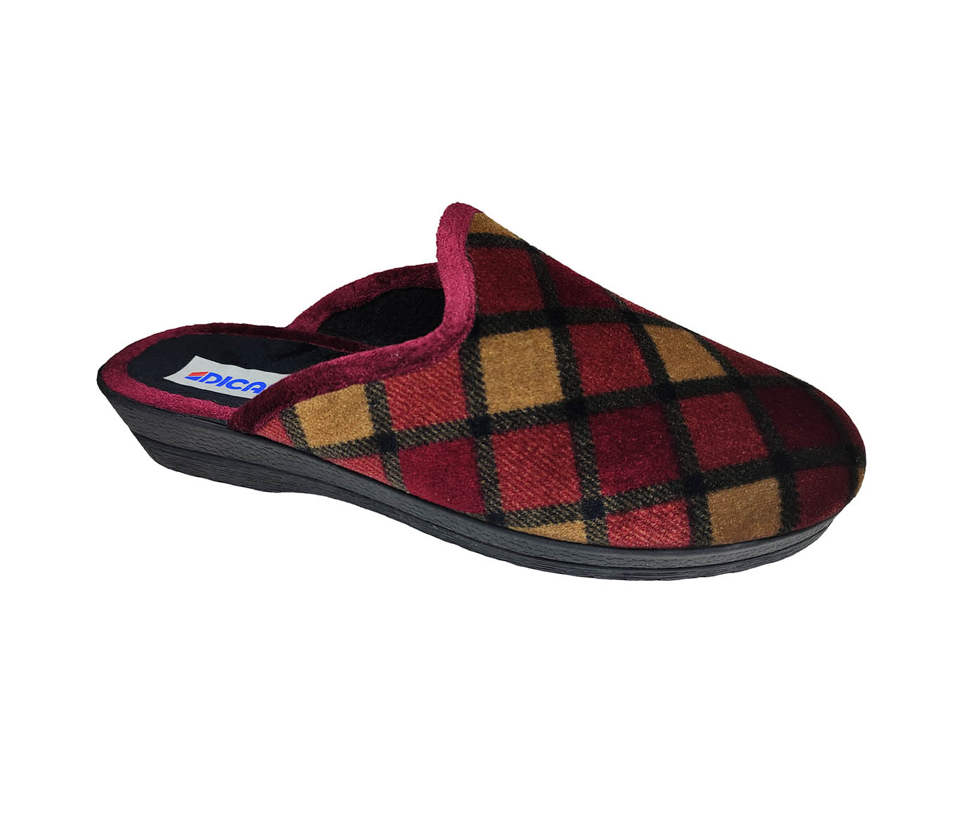 Womens Winter Slippers Dicas 4856 Bordeaux/Checkered