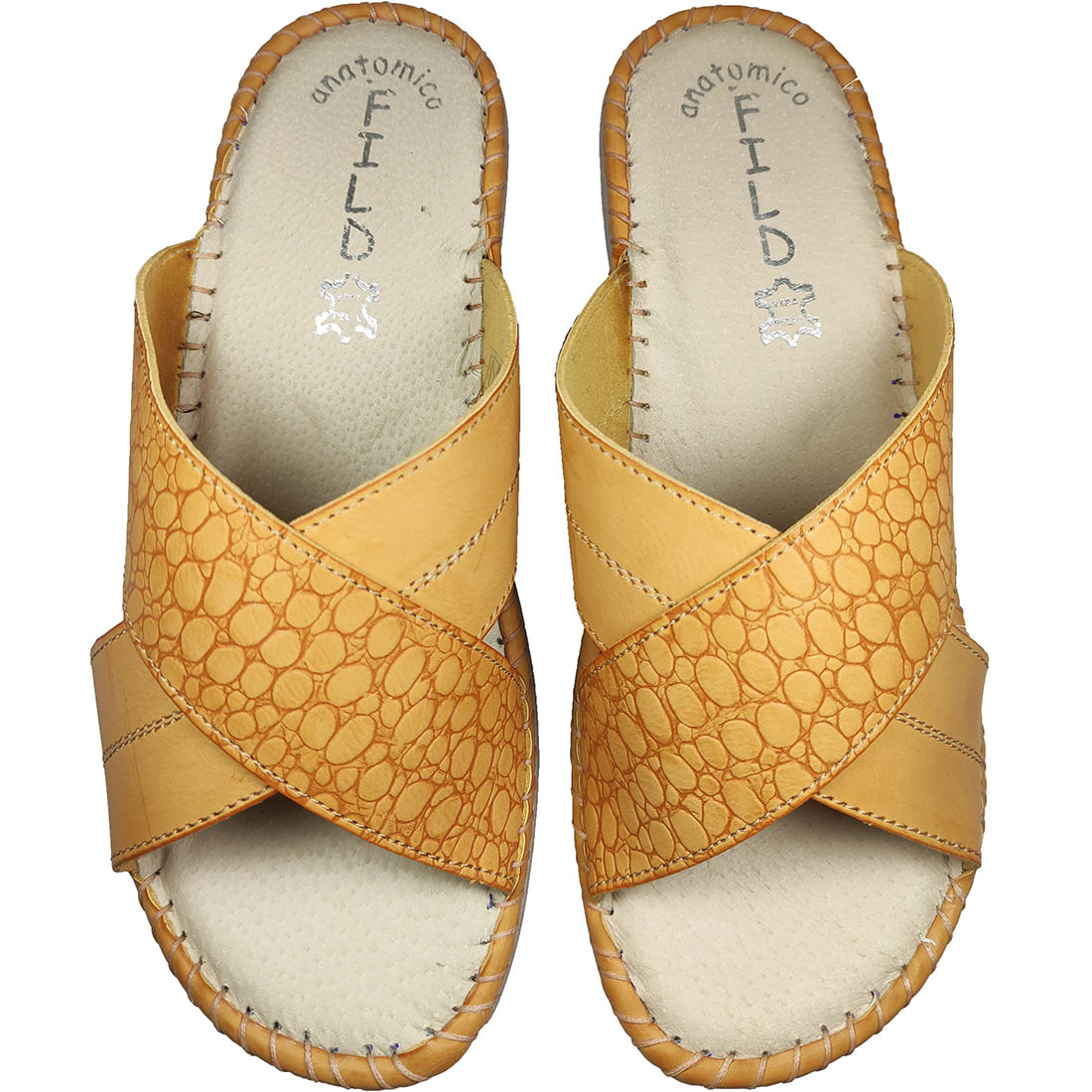  Anatomical Leather Slippers Fild IRIS-2105 Camel