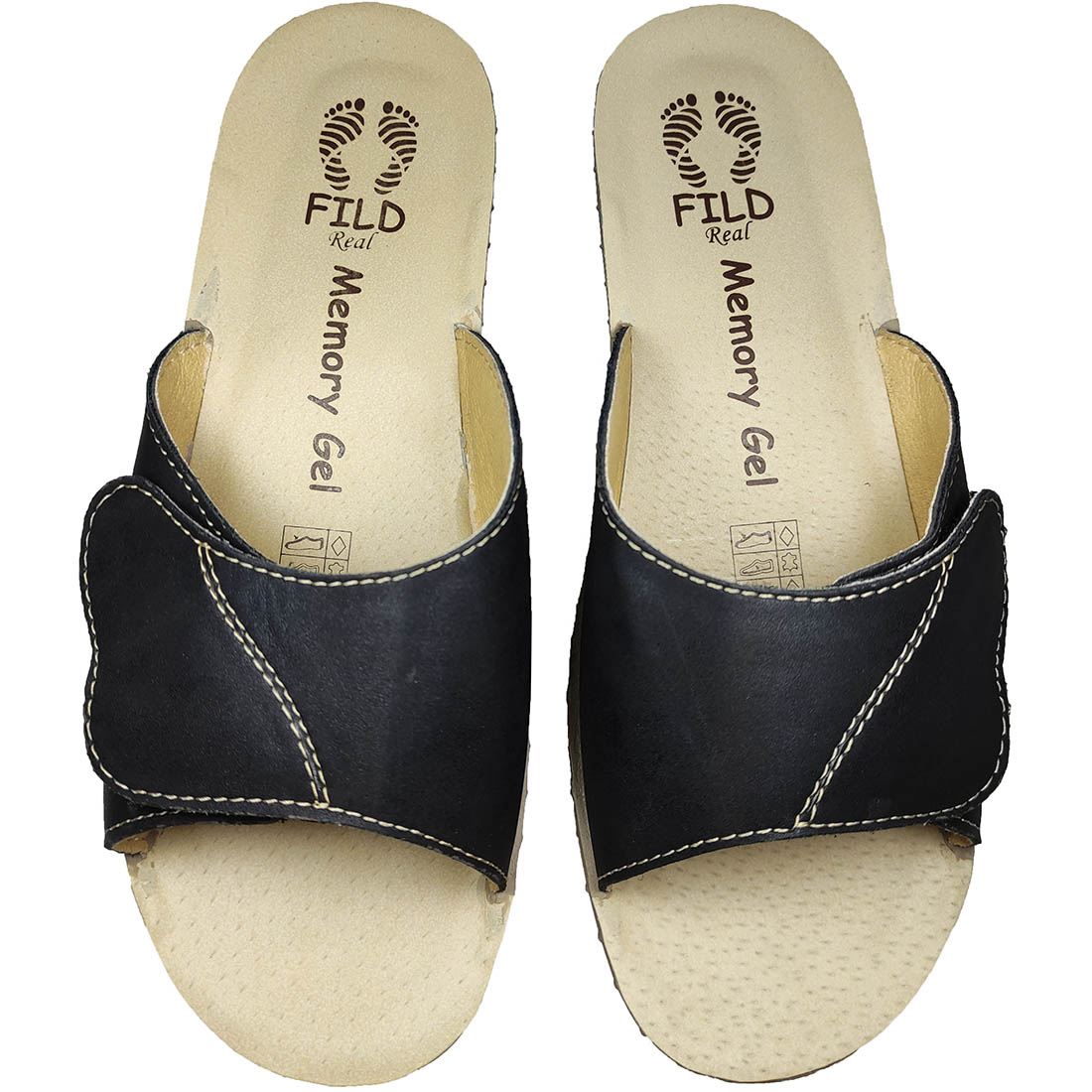 Fild Napoleana 2001 Anatomical Leather Slippers Black