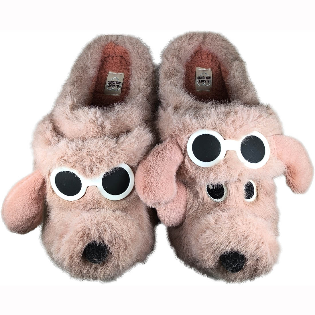 Μοντέρνες Γούνινες Παντόφλες B-Soft 20227 Ροζ/Σκυλάκια