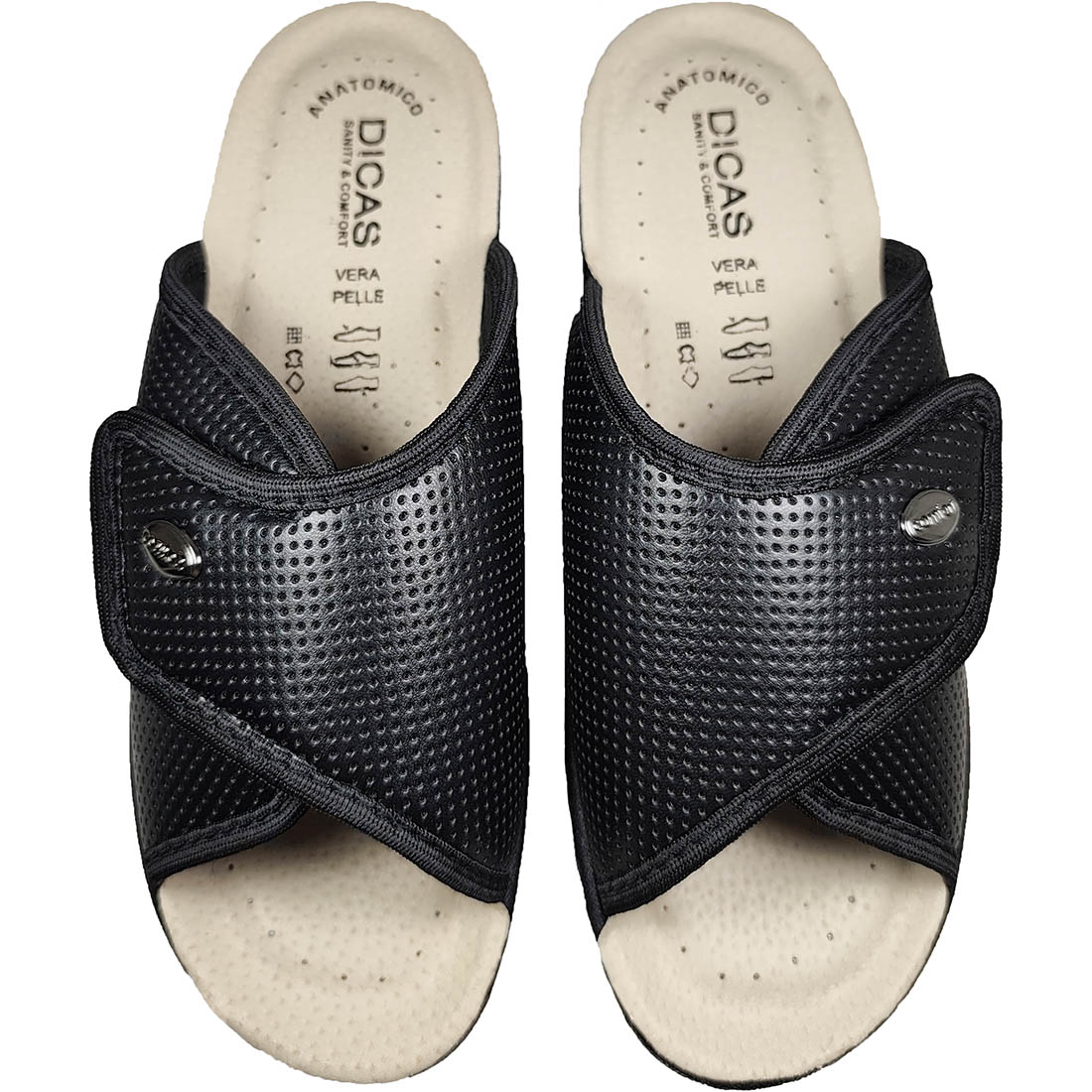 Δερμάτινες Ανατομικές Παντόφλες Dicas 1170 Μαύρο