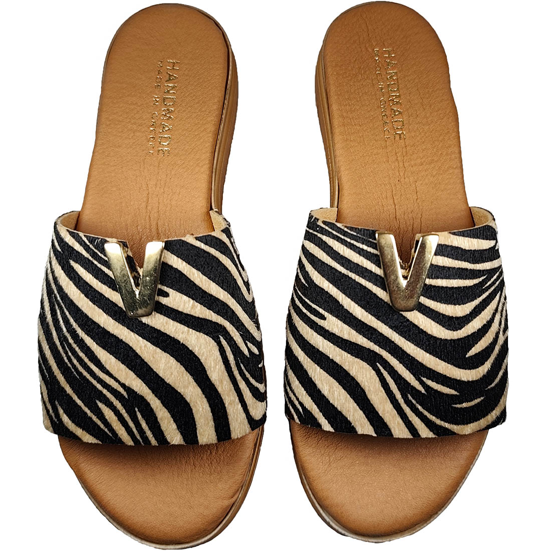 Ελληνικές Χειροποίητες Παντόφλες Miltos 10 Ζεβρα